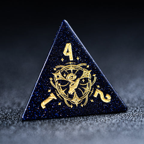 URWizards D&D Blue sandstone Engraved Dice Set Wizard Style - Urwizards