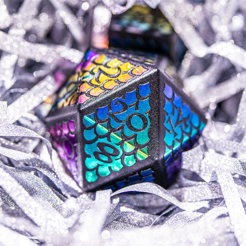 URWizards Dnd Raised Plating Obsidan D20 Dice Dragon Scales - Urwizards