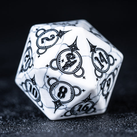 URWizards D&D White Howlite Engraved Dice Set Wizard Style - Urwizards