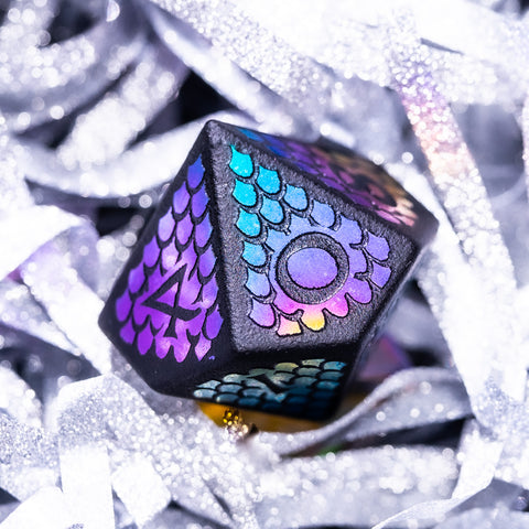 URWizards Obsidian Raised Plating Dice Set Scales of Dragon - Urwizards