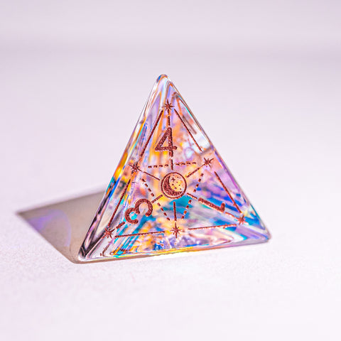 URWizards Dnd Dichroic Glass Engraved Dice Set Astrology Rose Red Inked - Urwizards