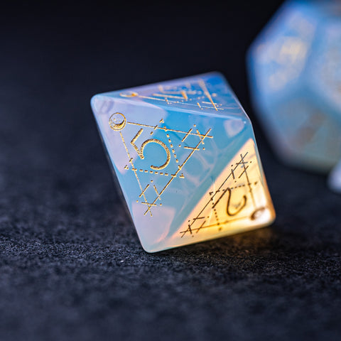 URWizards Dnd Opalite Engraved Dice Set Astrology Style - Urwizards