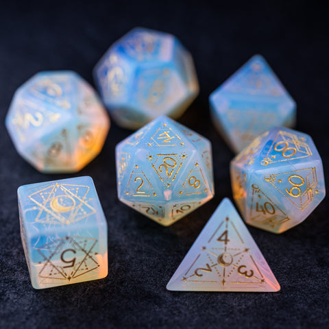 URWizards Dnd Opalite Engraved Dice Set Astrology Style - Urwizards