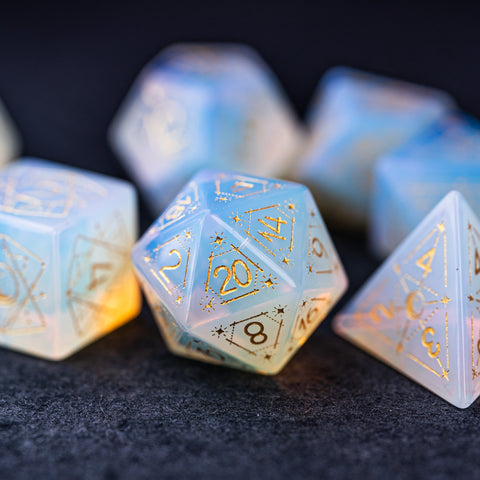 URWizards Dnd Opalite Engraved Dice Set Astrology Style - Urwizards