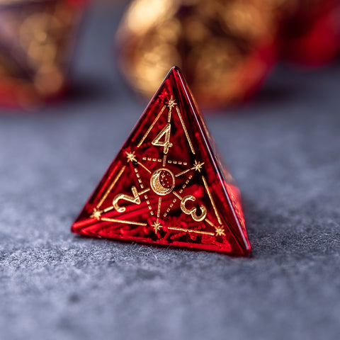 URWizards Dnd Garnet Glass Engraved Dice Set Astrology Style - Urwizards