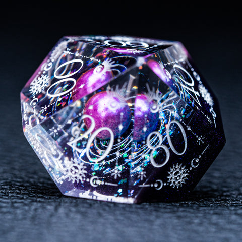 URWizards D&D Resin Dawn Glitter Engraved Dice Set Tarot Style - Urwizards