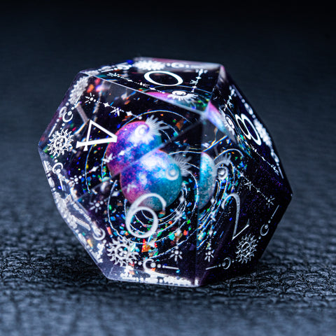 URWizards D&D Resin Dawn Glitter Engraved Dice Set Tarot Style - Urwizards