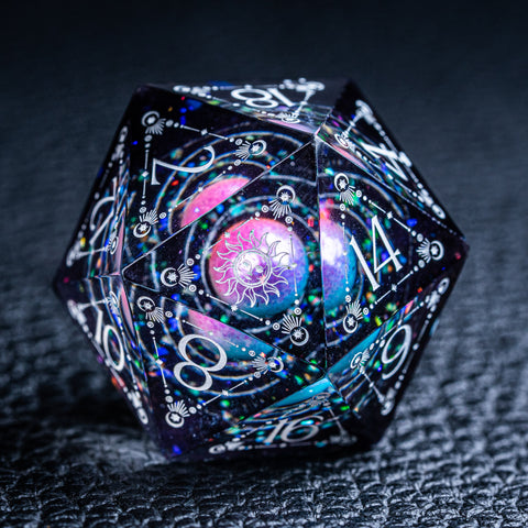 URWizards D&D Resin Dawn Glitter Engraved Dice Set Tarot Style - Urwizards