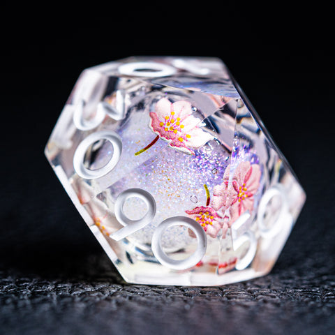 URWizards D&D Liquid Core Resin Engraved Dice Set Sakura - Urwizards