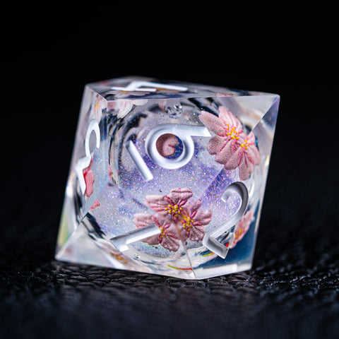 URWizards D&D Liquid Core Resin Engraved Dice Set Sakura - Urwizards