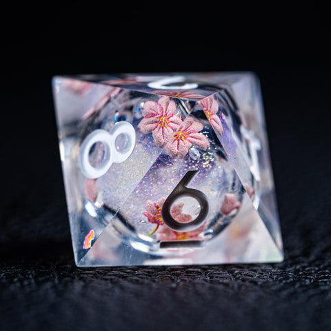 URWizards D&D Liquid Core Resin Engraved Dice Set Sakura - Urwizards