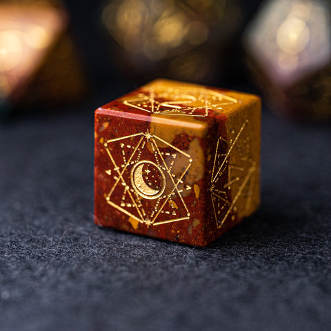 URWizards Dnd Indian Agate Engraved Dice Set Astrology Style - Urwizards