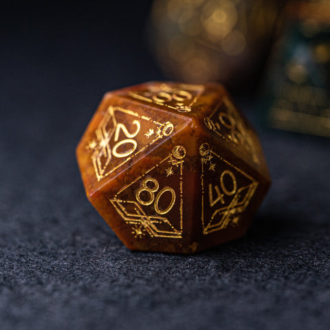 URWizards Dnd Indian Agate Engraved Dice Set Astrology Style - Urwizards