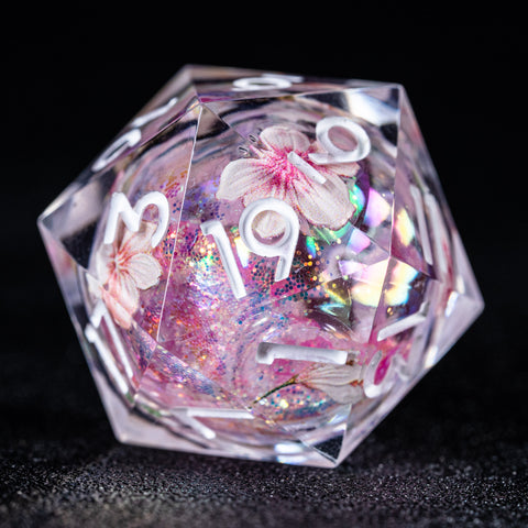 URWizards D&D Liquid Core Resin Engraved Dice Set Sakura - Urwizards