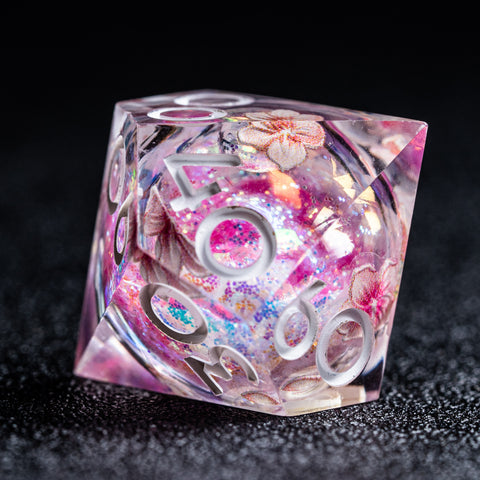 URWizards D&D Liquid Core Resin Engraved Dice Set Sakura - Urwizards