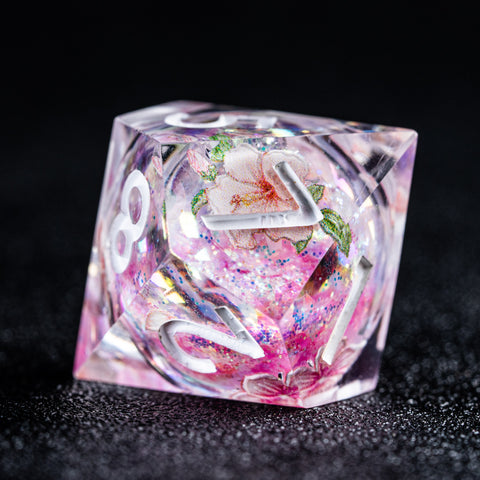 URWizards D&D Liquid Core Resin Engraved Dice Set Sakura - Urwizards