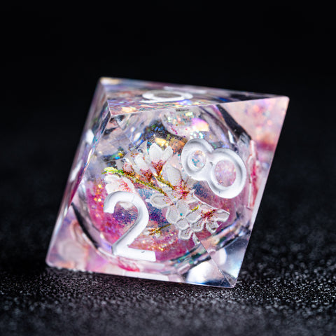 URWizards D&D Liquid Core Resin Engraved Dice Set Sakura - Urwizards