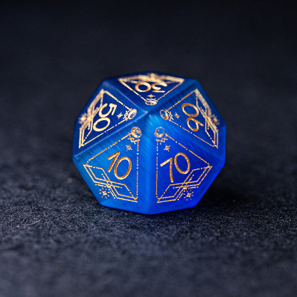 URWizards D&D Engraved Blue Sandstone D20 Dice Astrology Style