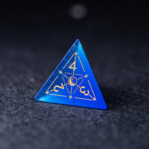 URWizards Dnd Blue Cat's Eye Stone Engraved Dice Set Astrology Style - Urwizards