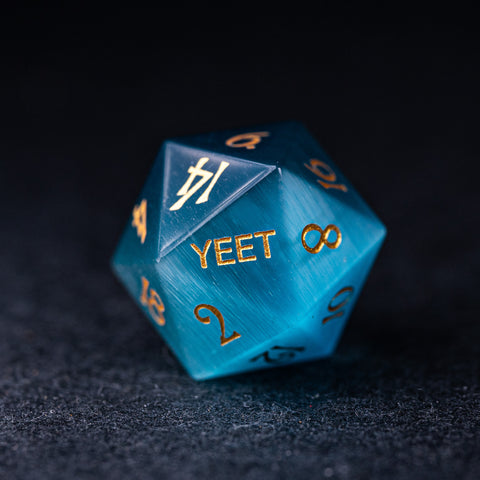 URWizards Dnd Aque Cat's Eye Engraved Dice Set Yeet & F*ck - Urwizards