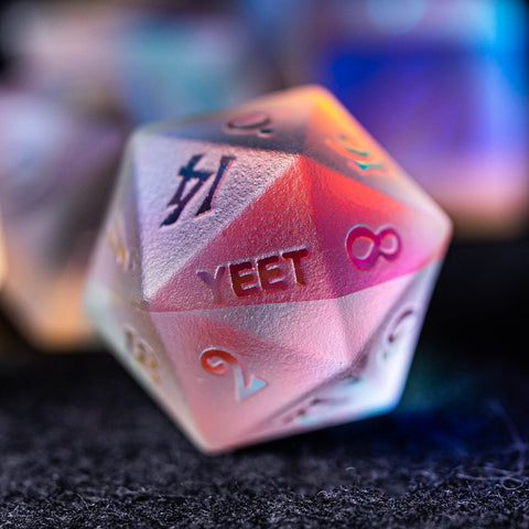 URWizards Dnd Raised Dichroic Prism Glass Dice Set YEET & F*CK - Urwizards