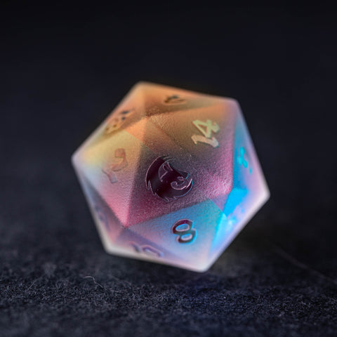 URWizards Dnd Dichroic Prism Glass Raised Dice Set Dragon Style - Urwizards
