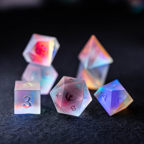 URWizards Dnd Dichroic Prism Glass Raised Dice Set Dragon Style - Urwizards
