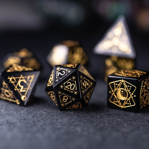 URWizards Dnd Obsidian Engraved Dice Set Astrology Style - Urwizards