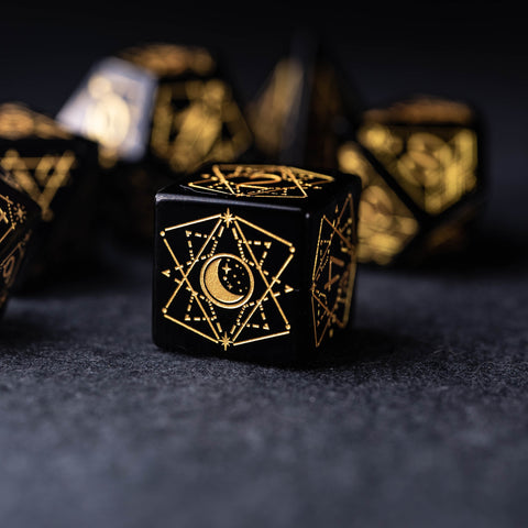 URWizards Dnd Obsidian Engraved Dice Set Astrology Style - Urwizards