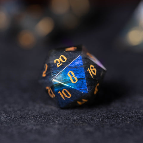 URWizards Dnd Labradorite Engraved Dice Set Wizard lightning Style - Urwizards