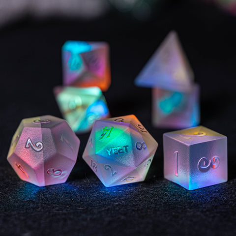 URWizards Dnd Raised Dichroic Prism Glass Dice Set YEET & F*CK - Urwizards