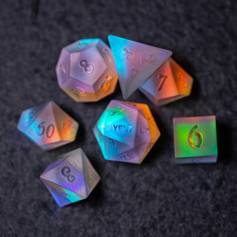 URWizards Dnd Raised Dichroic Prism Glass Dice Set YEET & F*CK - Urwizards