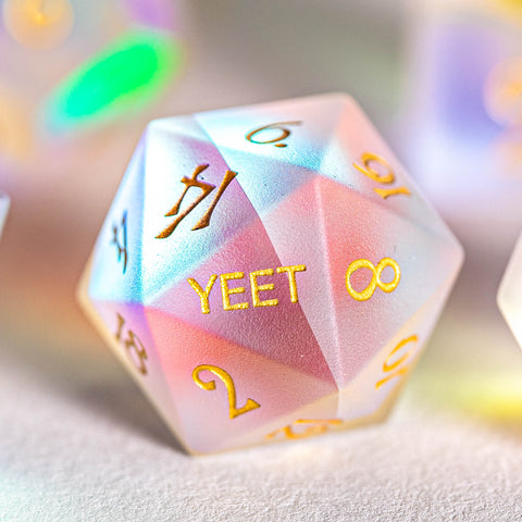 URWizards Dnd Frosted Dichroic Prism Glass D20 Dice YEET & F*CK - Urwizards