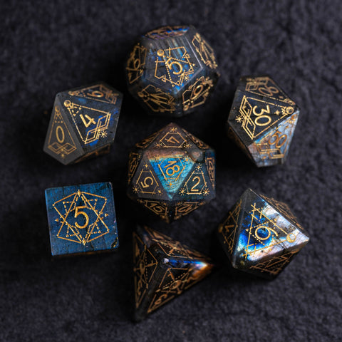 URWizards Dnd Labradorite Engraved Dice Set Astrology Style - Urwizards