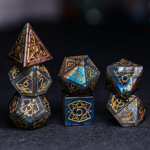 URWizards Dnd Labradorite Engraved Dice Set Astrology Style - Urwizards