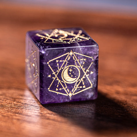 URWizards Dnd Amethyst Engraved Dice Set Astrology Style - Urwizards