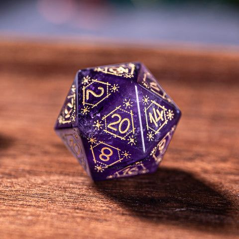 URWizards Dnd Amethyst Engraved Dice Set Astrology Style - Urwizards