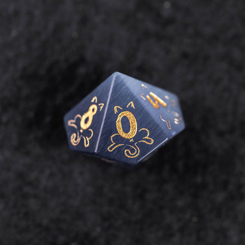 URWizards Dnd Engraved Grey Cat's Eye Dice Set Meow Style - Urwizards