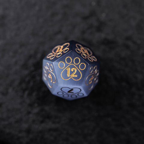 URWizards Dnd Engraved Grey Cat's Eye Dice Set Meow Style - Urwizards