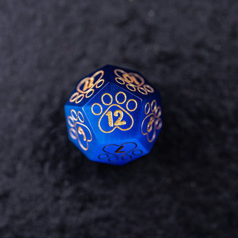URWizards Dnd Engraved Blue Cat's Eye Dice Set Meow Style - Urwizards