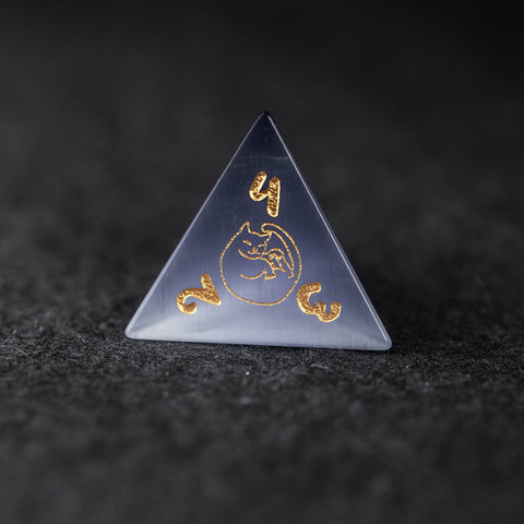 URWizards Dnd Engraved Grey Cat's Eye Dice Set Meow Style - Urwizards