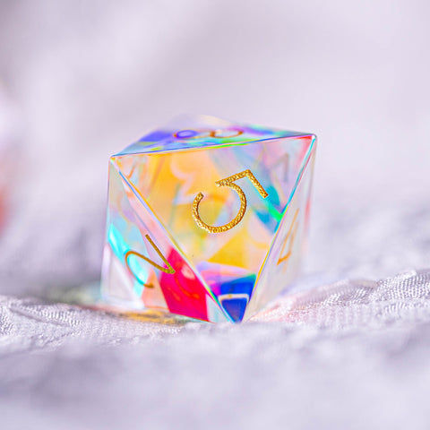 URWizards Dnd Dichroic Prism Glass Engraved Dice Set F*CK Style - Urwizards