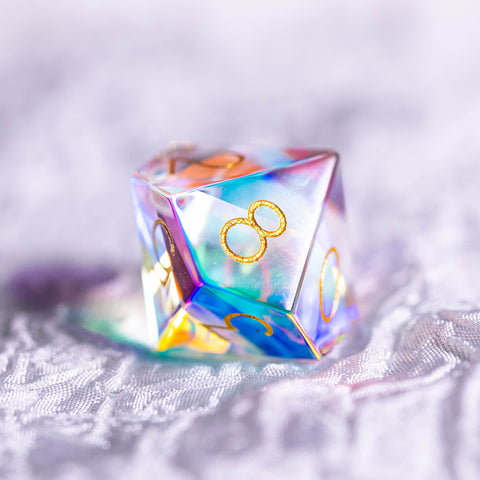URWizards Dnd Dichroic Prism Glass Engraved Dice Set F*CK Style - Urwizards