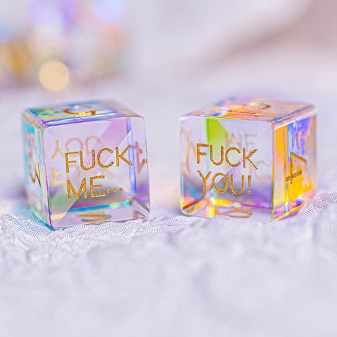 URWizards Dnd Dichroic Prism Glass Engraved Dice Set F*CK Style - Urwizards
