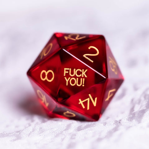 URWizards Dnd Garnet Glass Engraved Dice Set F*CK Style - Urwizards