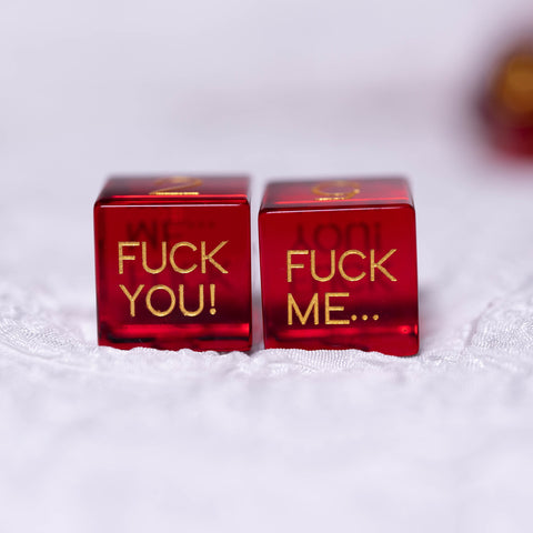 URWizards Dnd Garnet Glass Engraved Dice Set F*CK Style - Urwizards