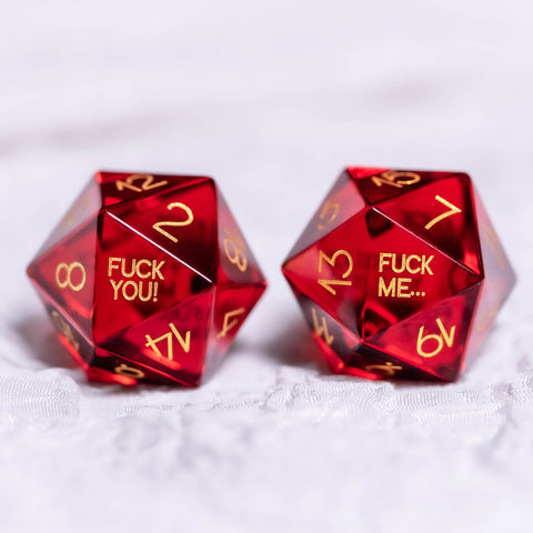 URWizards Dnd Garnet Glass Engraved Dice Set F*CK Style - Urwizards