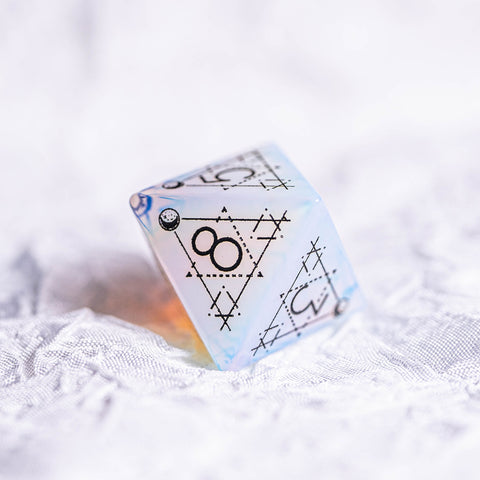 URWizards Dnd Opalite Engraved Dice Set Astrology Style Black Inked - Urwizards