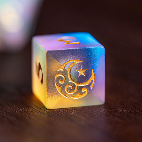 URWizards Dnd Frosted Dichroic Prism Glass Dice Set Moon Stars - Urwizards
