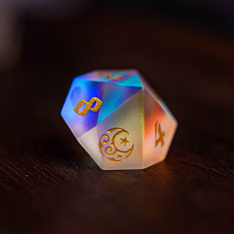 URWizards Dnd Frosted Dichroic Prism Glass Dice Set Moon Stars - Urwizards